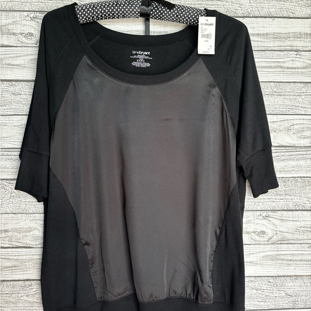 Lane Bryant Black Women's Top with Satin Front